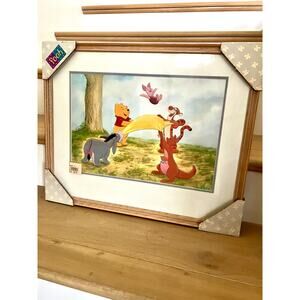NOS Winnie The Pooh Framed Print Summer in 100 Acre Woods Pooh Tigger Eeyore